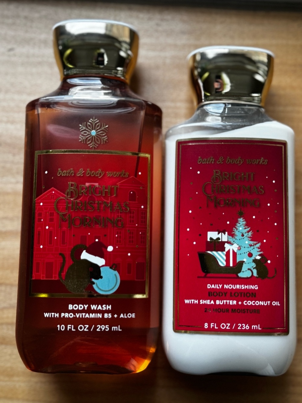 Bath & Body Works Bright Christmas Morning Body Wash & Lotion - Red, White, Gold